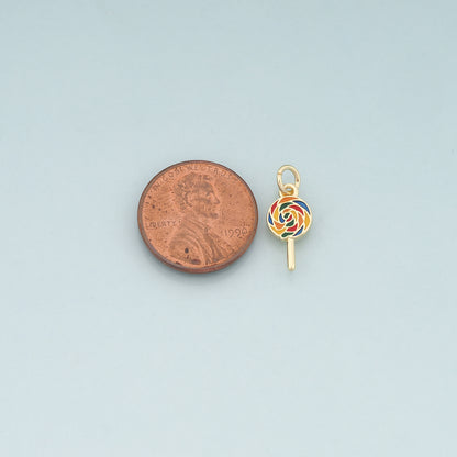 18K Gold Filled Lollipop Pendant,Enamel Candy Charm Bracelet Necklace for DIY Jewelry Making Supply