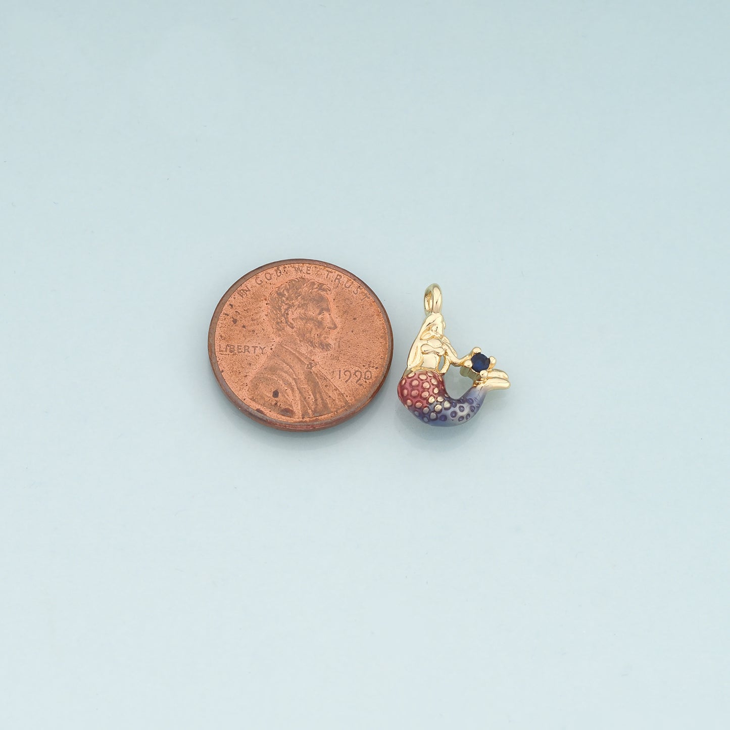 18K Gold Filled Mermaid Pendant,CZ Mermaid Charm Bracelet Necklace for DIY Jewelry Making Supply