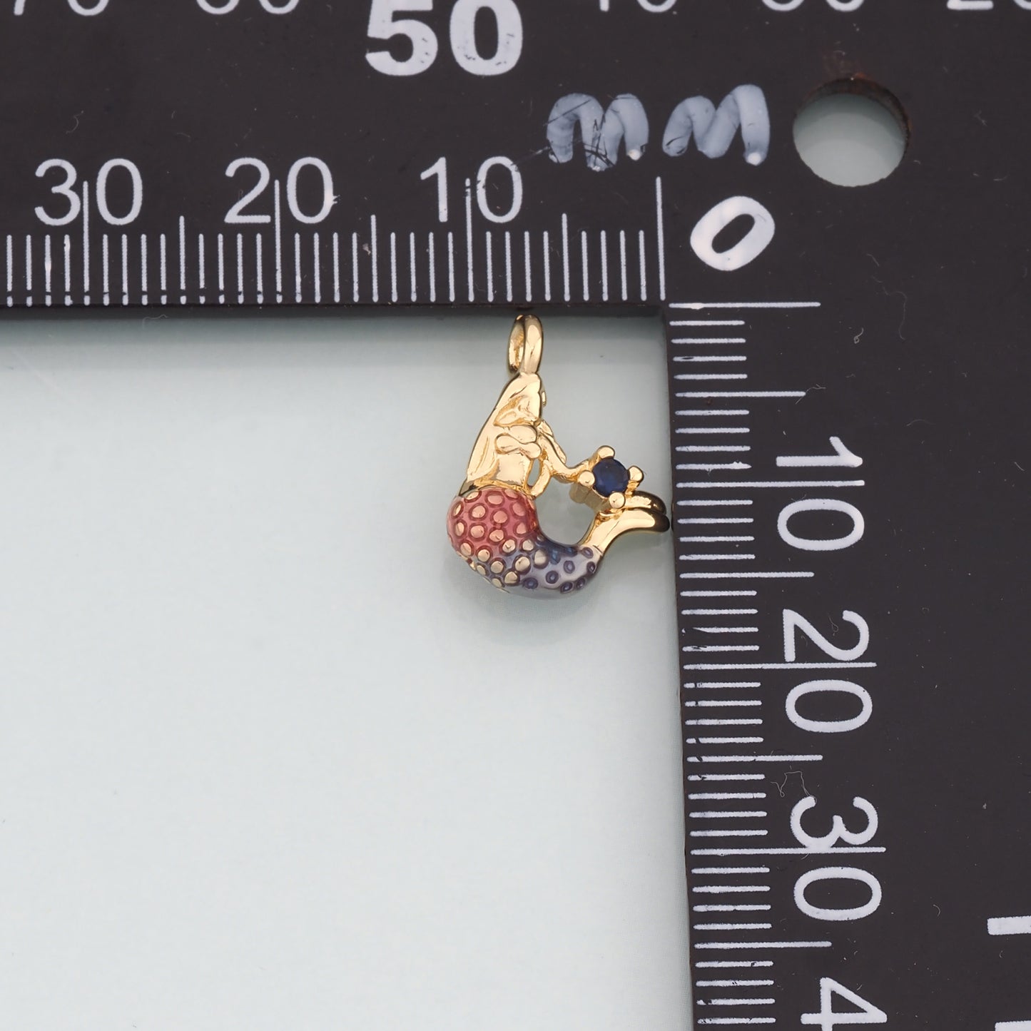 18K Gold Filled Mermaid Pendant,CZ Mermaid Charm Bracelet Necklace for DIY Jewelry Making Supply