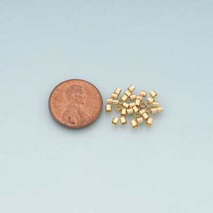 50pcs 18K Gold Filled Crimp Beads ,Positioning Beads for DIY Jewelry Making Supply