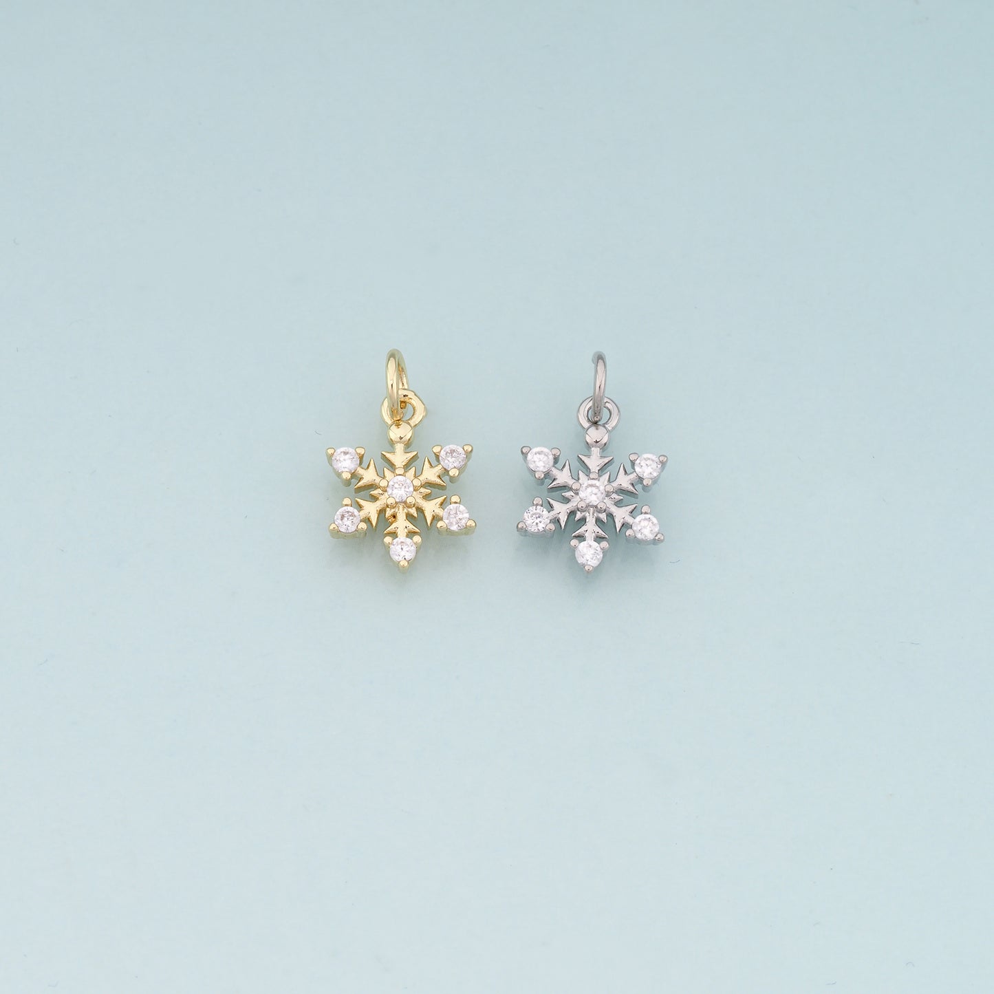 Gold Christmas Charms,18K Gold Filled CZ Micro Pave Christmas snowflake Pendant Charm Bracelet Necklace for DIY Jewelry Making Supply
