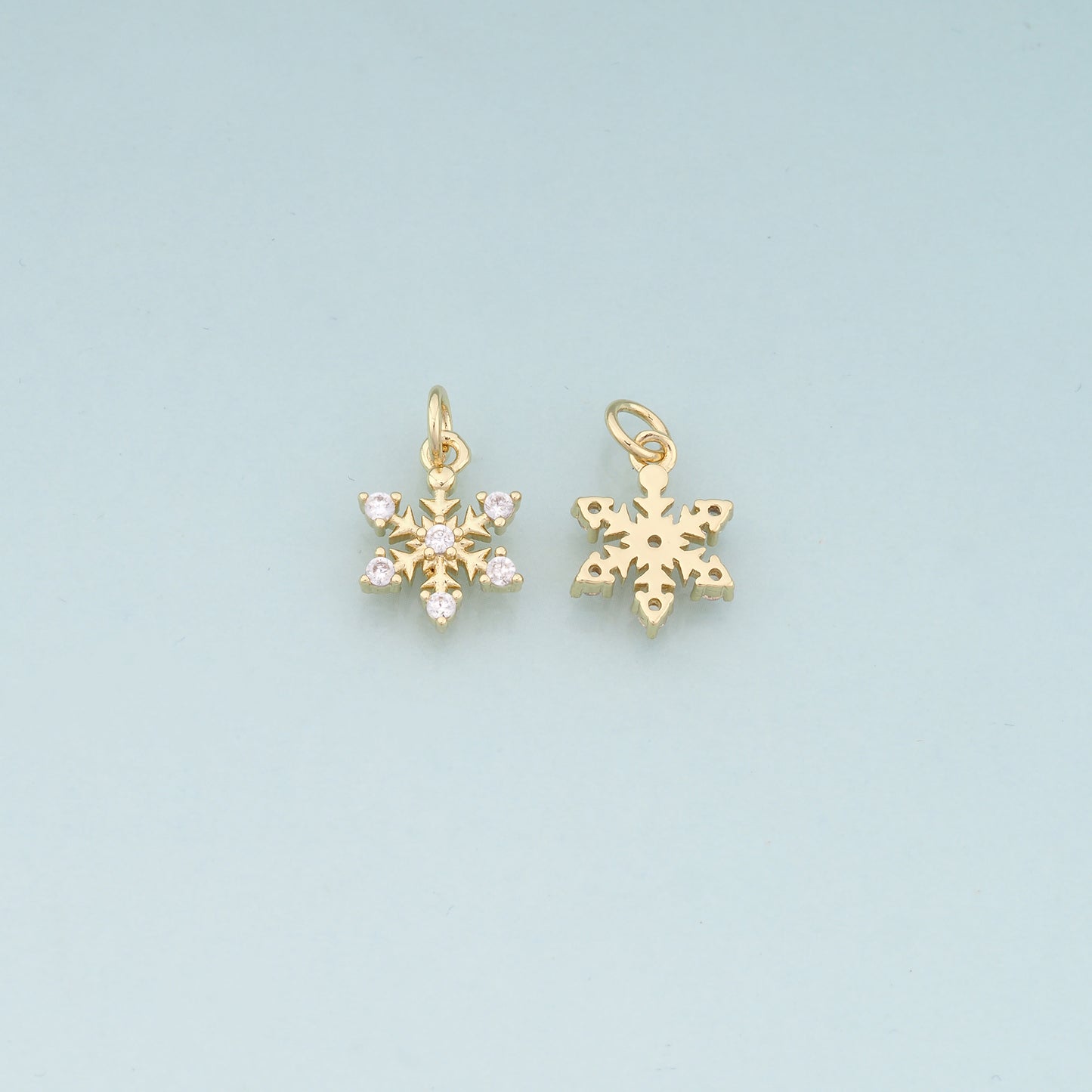 Gold Christmas Charms,18K Gold Filled CZ Micro Pave Christmas snowflake Pendant Charm Bracelet Necklace for DIY Jewelry Making Supply