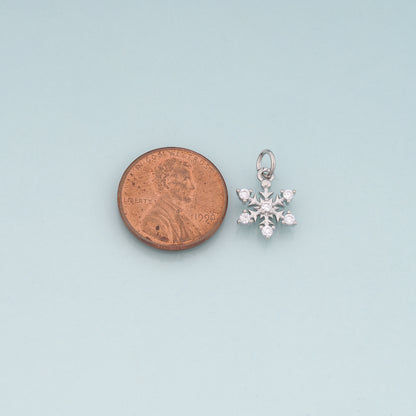 Gold Christmas Charms,18K Gold Filled CZ Micro Pave Christmas snowflake Pendant Charm Bracelet Necklace for DIY Jewelry Making Supply