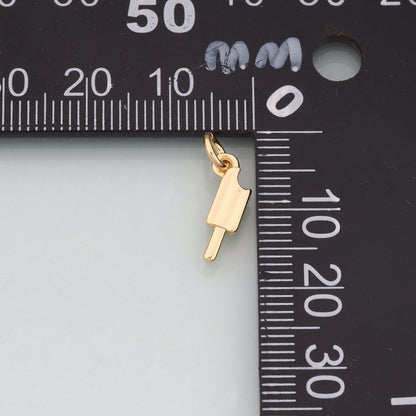 18K Gold Filled Ice Cream Pendant,Dainty Ice Cream Charm Bracelet Necklace for DIY Jewelry Making Supply