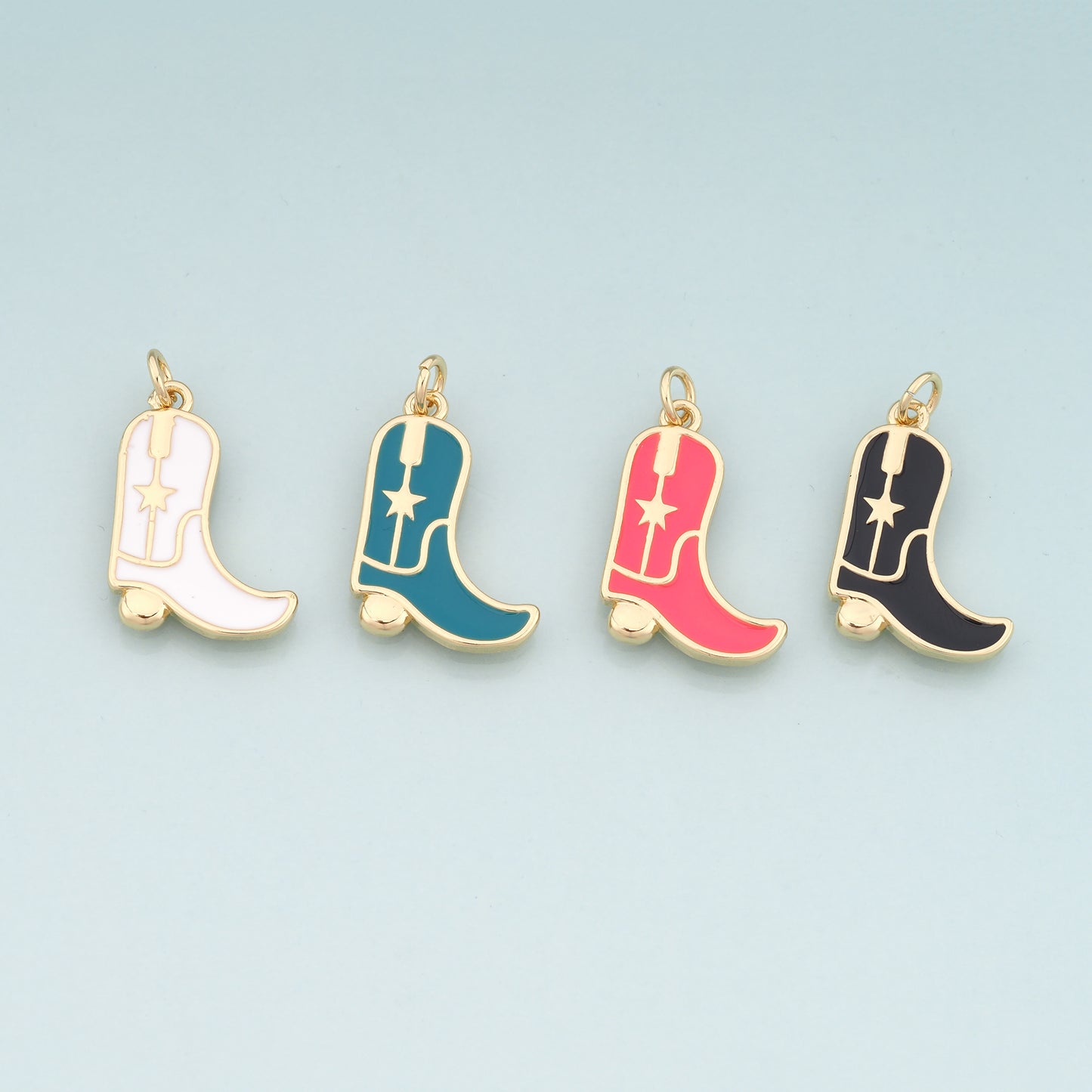 Gold Boots Charms,18K Gold Filled Boots Pendant,Enamel Cowboy Boots Charm Bracelet Necklace for DIY Jewelry Making Supply