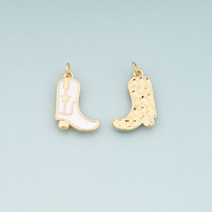 Gold Boots Charms,18K Gold Filled Boots Pendant,Enamel Cowboy Boots Charm Bracelet Necklace for DIY Jewelry Making Supply