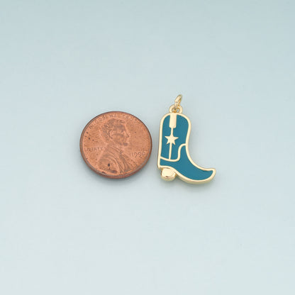Gold Boots Charms,18K Gold Filled Boots Pendant,Enamel Cowboy Boots Charm Bracelet Necklace for DIY Jewelry Making Supply