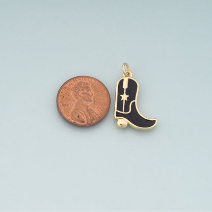 Gold Boots Charms,18K Gold Filled Boots Pendant,Enamel Cowboy Boots Charm Bracelet Necklace for DIY Jewelry Making Supply