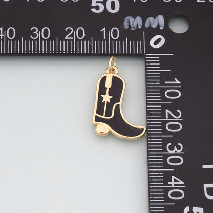 Gold Boots Charms,18K Gold Filled Boots Pendant,Enamel Cowboy Boots Charm Bracelet Necklace for DIY Jewelry Making Supply
