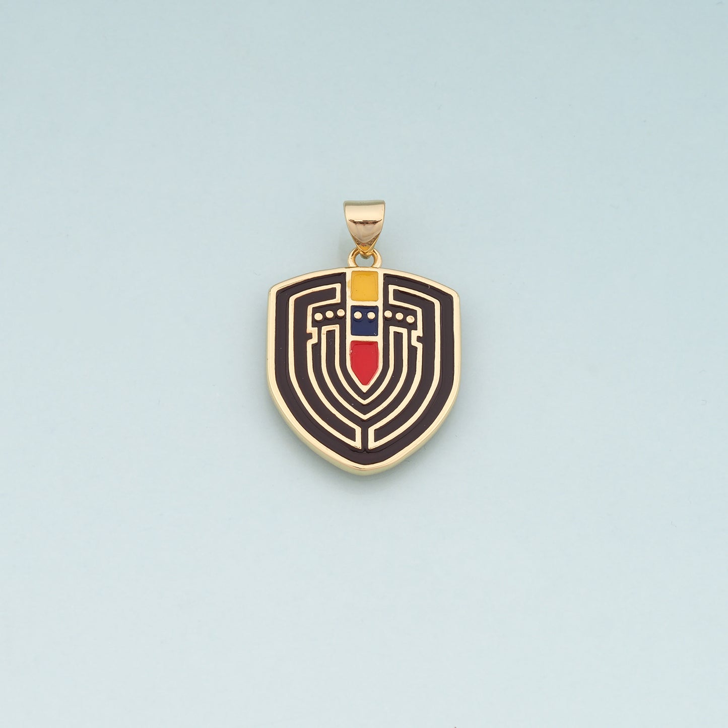 18K Gold Filled Shield Pendant,Enamel Shield Charm Bracelet Necklace for DIY Jewelry Making Supply