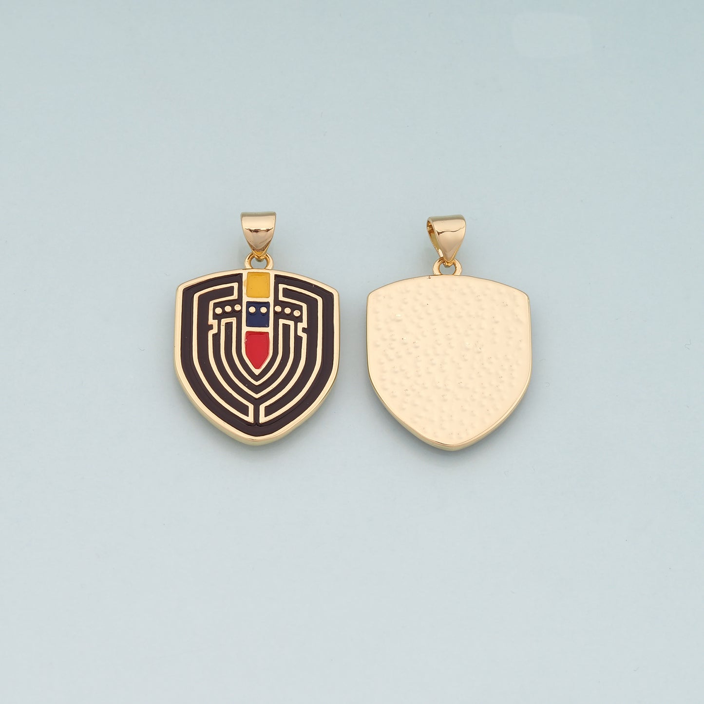 18K Gold Filled Shield Pendant,Enamel Shield Charm Bracelet Necklace for DIY Jewelry Making Supply