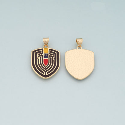 18K Gold Filled Shield Pendant,Enamel Shield Charm Bracelet Necklace for DIY Jewelry Making Supply
