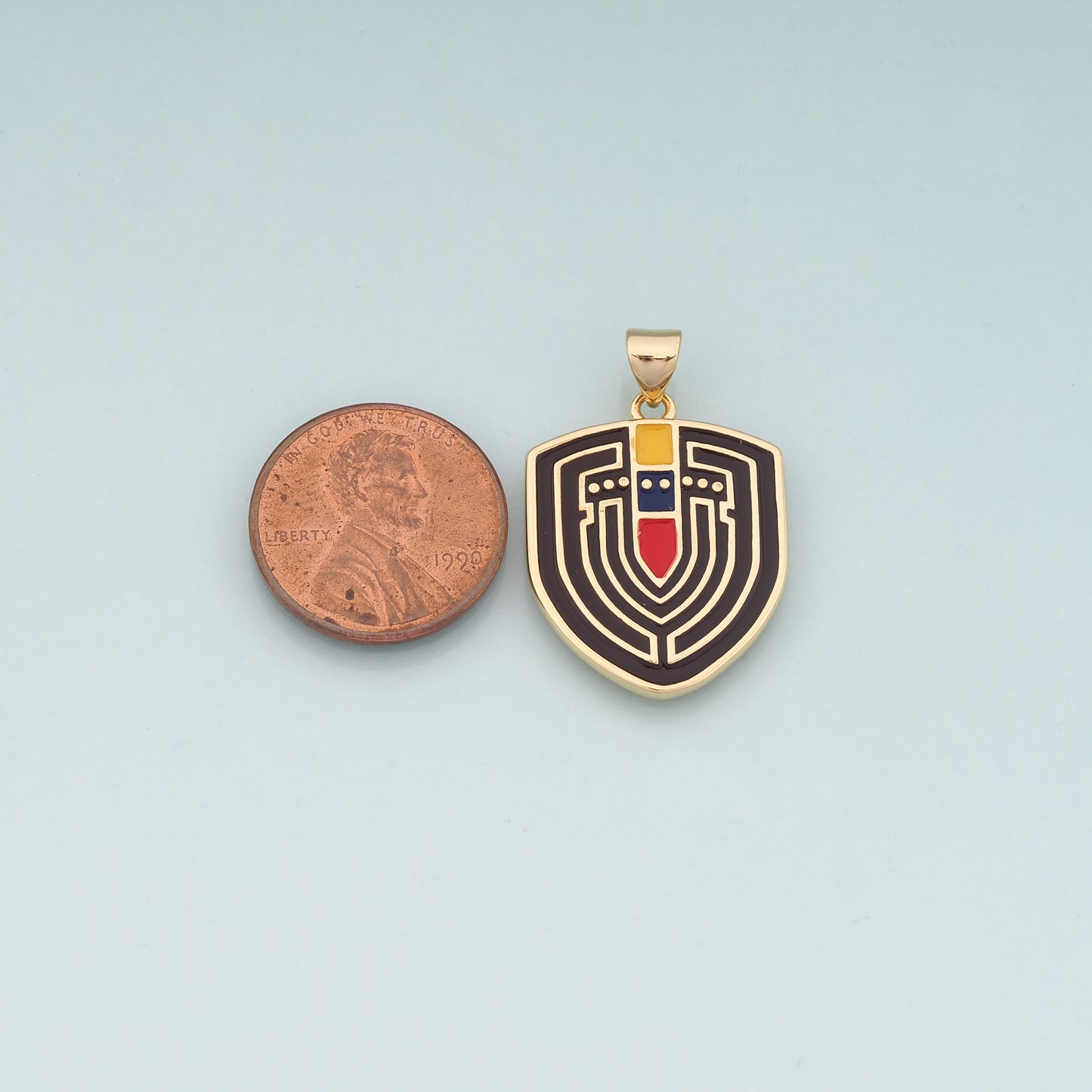 18K Gold Filled Shield Pendant,Enamel Shield Charm Bracelet Necklace for DIY Jewelry Making Supply