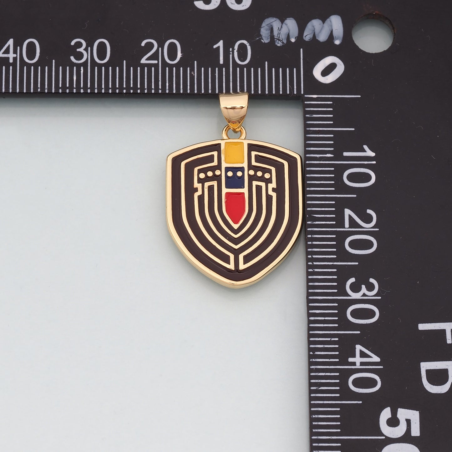 18K Gold Filled Shield Pendant,Enamel Shield Charm Bracelet Necklace for DIY Jewelry Making Supply