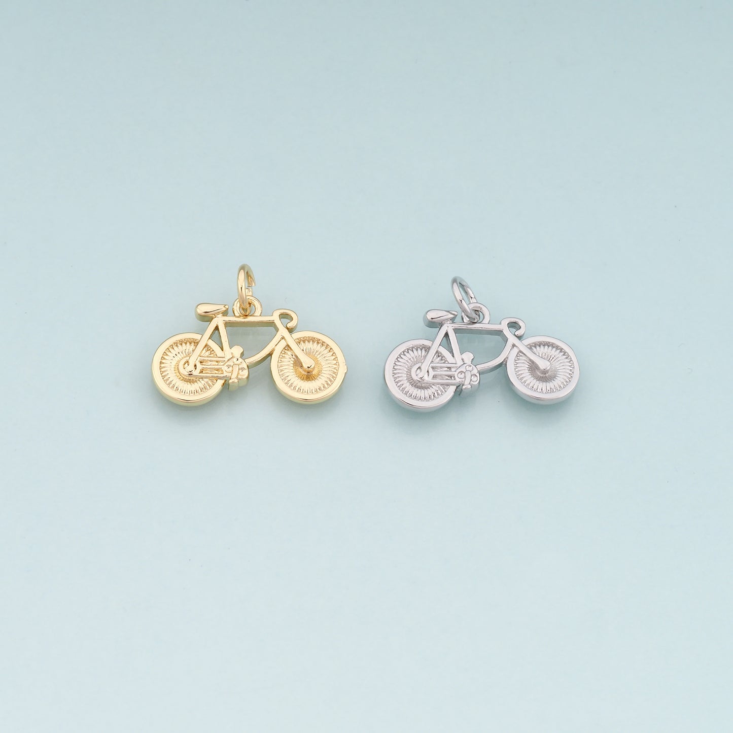Gold Sports Charms,18K Gold Filled Bicycle Pendant,Bicycle Charm Bracelet Necklace for DIY Jewelry Making Supply