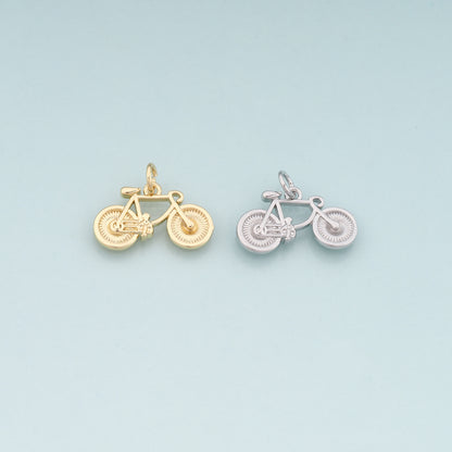 Gold Sports Charms,18K Gold Filled Bicycle Pendant,Bicycle Charm Bracelet Necklace for DIY Jewelry Making Supply