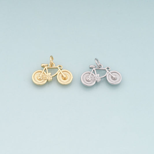 Gold Sports Charms,18K Gold Filled Bicycle Pendant,Bicycle Charm Bracelet Necklace for DIY Jewelry Making Supply