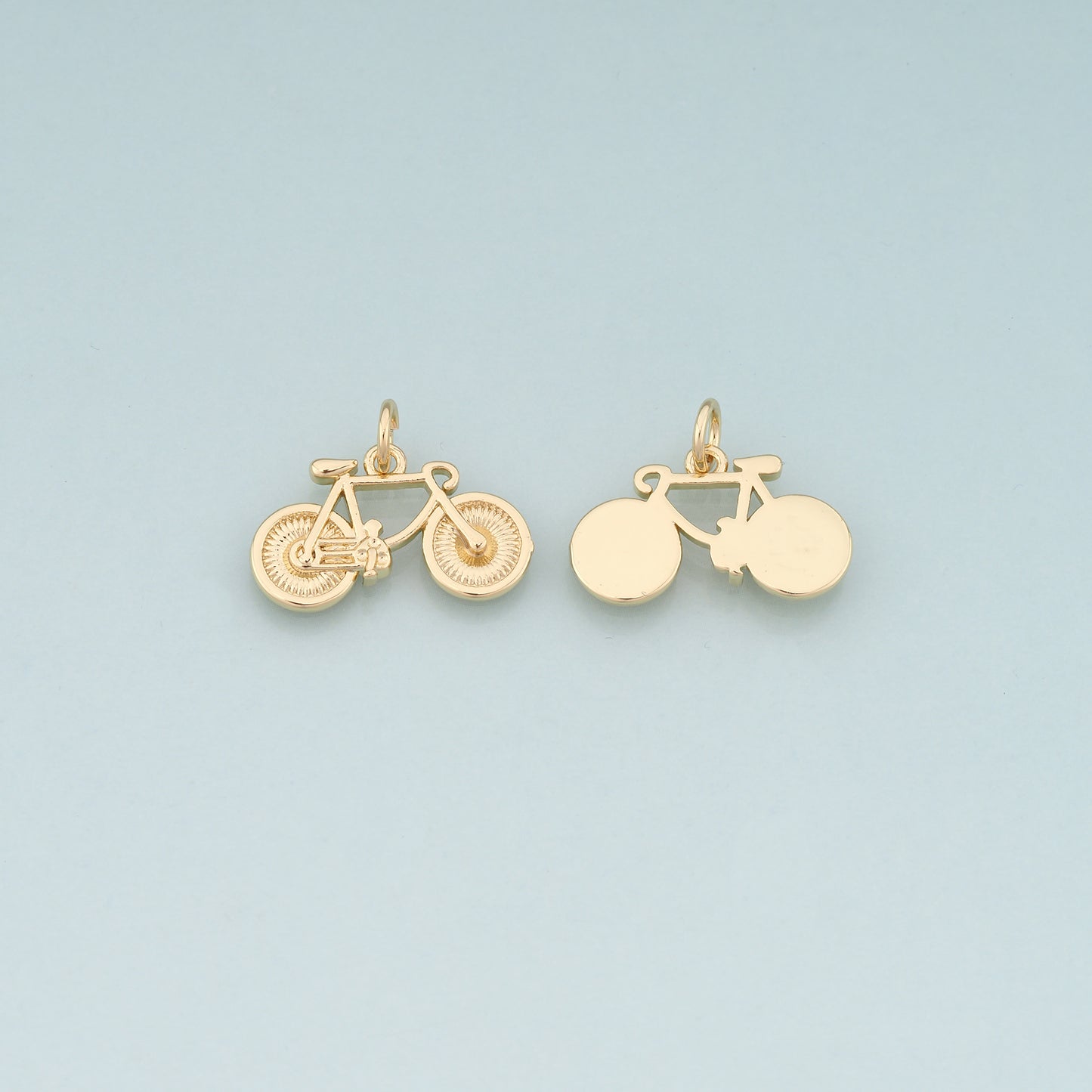 Gold Sports Charms,18K Gold Filled Bicycle Pendant,Bicycle Charm Bracelet Necklace for DIY Jewelry Making Supply