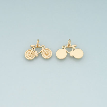 Gold Sports Charms,18K Gold Filled Bicycle Pendant,Bicycle Charm Bracelet Necklace for DIY Jewelry Making Supply