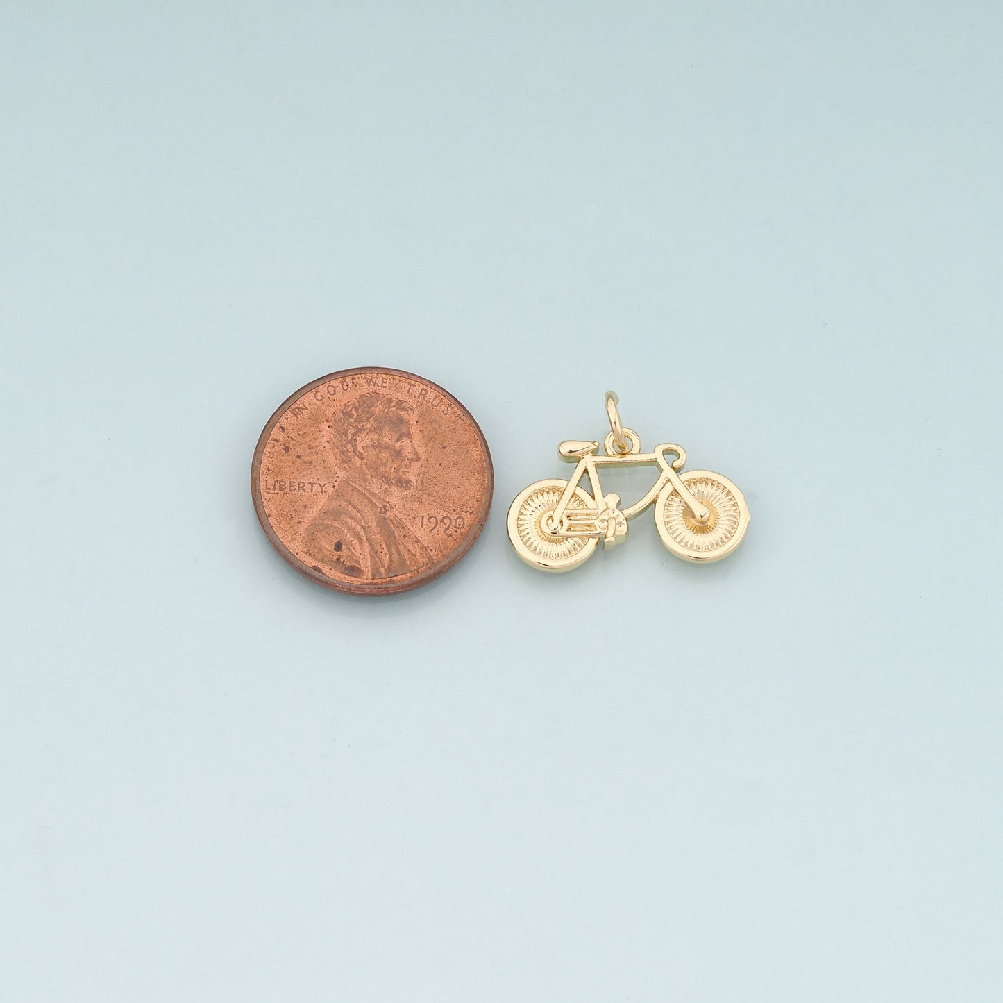 Gold Sports Charms,18K Gold Filled Bicycle Pendant,Bicycle Charm Bracelet Necklace for DIY Jewelry Making Supply