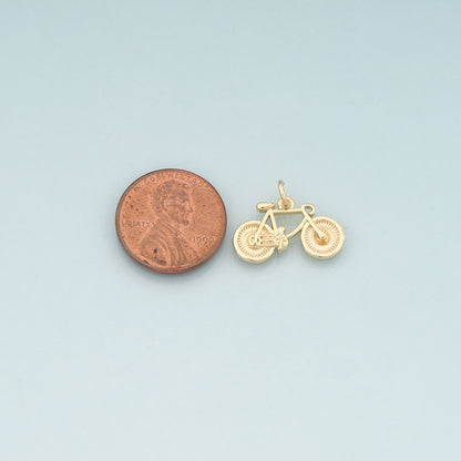 Gold Sports Charms,18K Gold Filled Bicycle Pendant,Bicycle Charm Bracelet Necklace for DIY Jewelry Making Supply