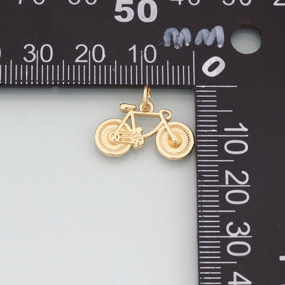 Gold Sports Charms,18K Gold Filled Bicycle Pendant,Bicycle Charm Bracelet Necklace for DIY Jewelry Making Supply