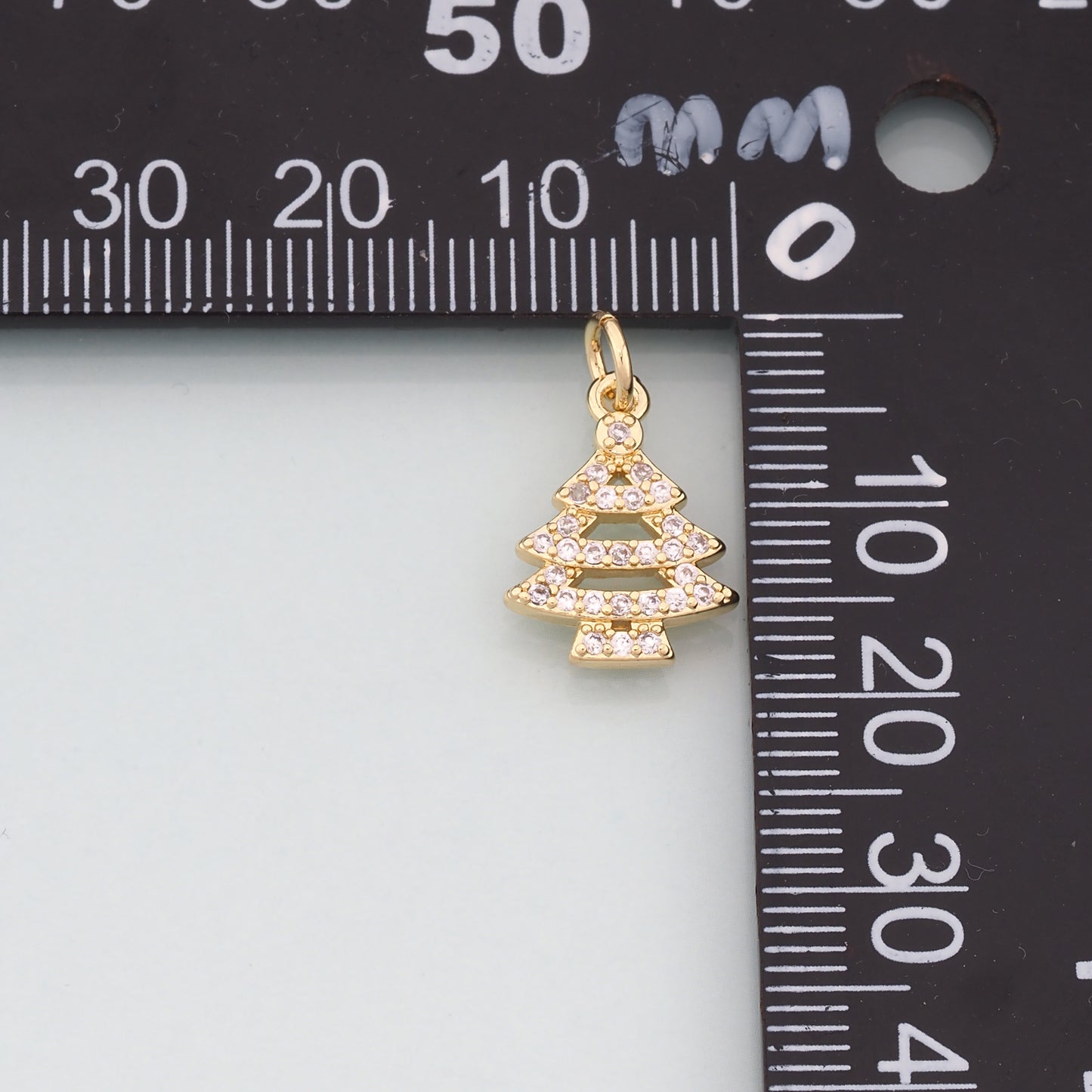 Gold Christmas Charms,18K Gold Filled Christmas Tree Pendant Charm Bracelet Necklace for DIY Jewelry Making Supply