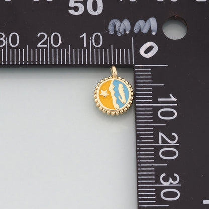 Gold Celestial Charms,18K Gold Filled Star Pendant,Enamel Star Charm Bracelet Necklace for DIY Jewelry Making Supply