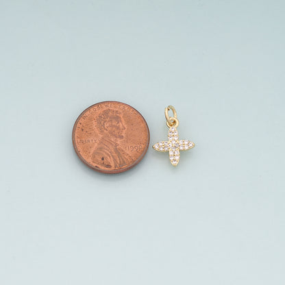Gold Flower Charms,18K Gold Filled Flower Pendant,CZ Micro Pave Flower Charm Bracelet Necklace for DIY Jewelry Making Supply