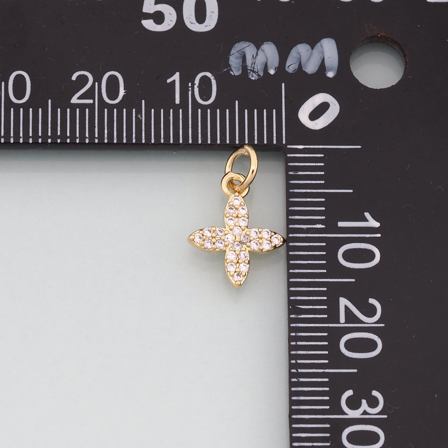 Gold Flower Charms,18K Gold Filled Flower Pendant,CZ Micro Pave Flower Charm Bracelet Necklace for DIY Jewelry Making Supply