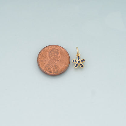 Gold Flower Charms,18K Gold Filled Flower Pendant,CZ Micro Pave Flower Charm Bracelet Necklace for DIY Jewelry Making Supply