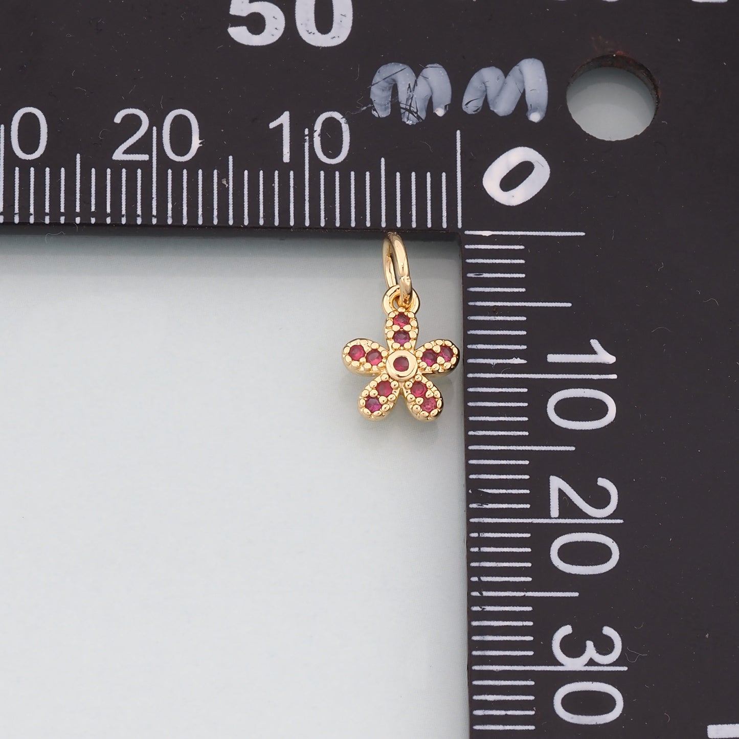 Gold Flower Charms,18K Gold Filled Flower Pendant,CZ Micro Pave Flower Charm Bracelet Necklace for DIY Jewelry Making Supply