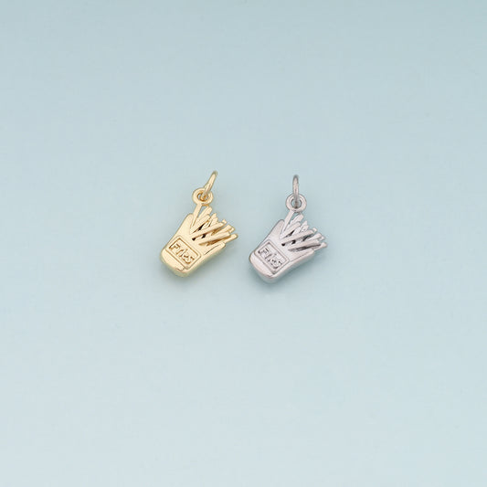 18K Gold Filled Fries Pendant,Dainty French Fries Charm Bracelet Necklace for DIY Jewelry Making Supply