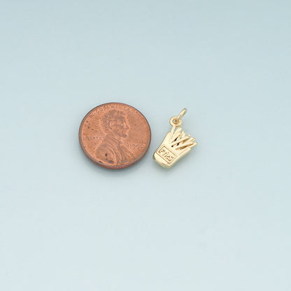 18K Gold Filled Fries Pendant,Dainty French Fries Charm Bracelet Necklace for DIY Jewelry Making Supply