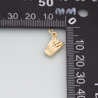18K Gold Filled Fries Pendant,Dainty French Fries Charm Bracelet Necklace for DIY Jewelry Making Supply