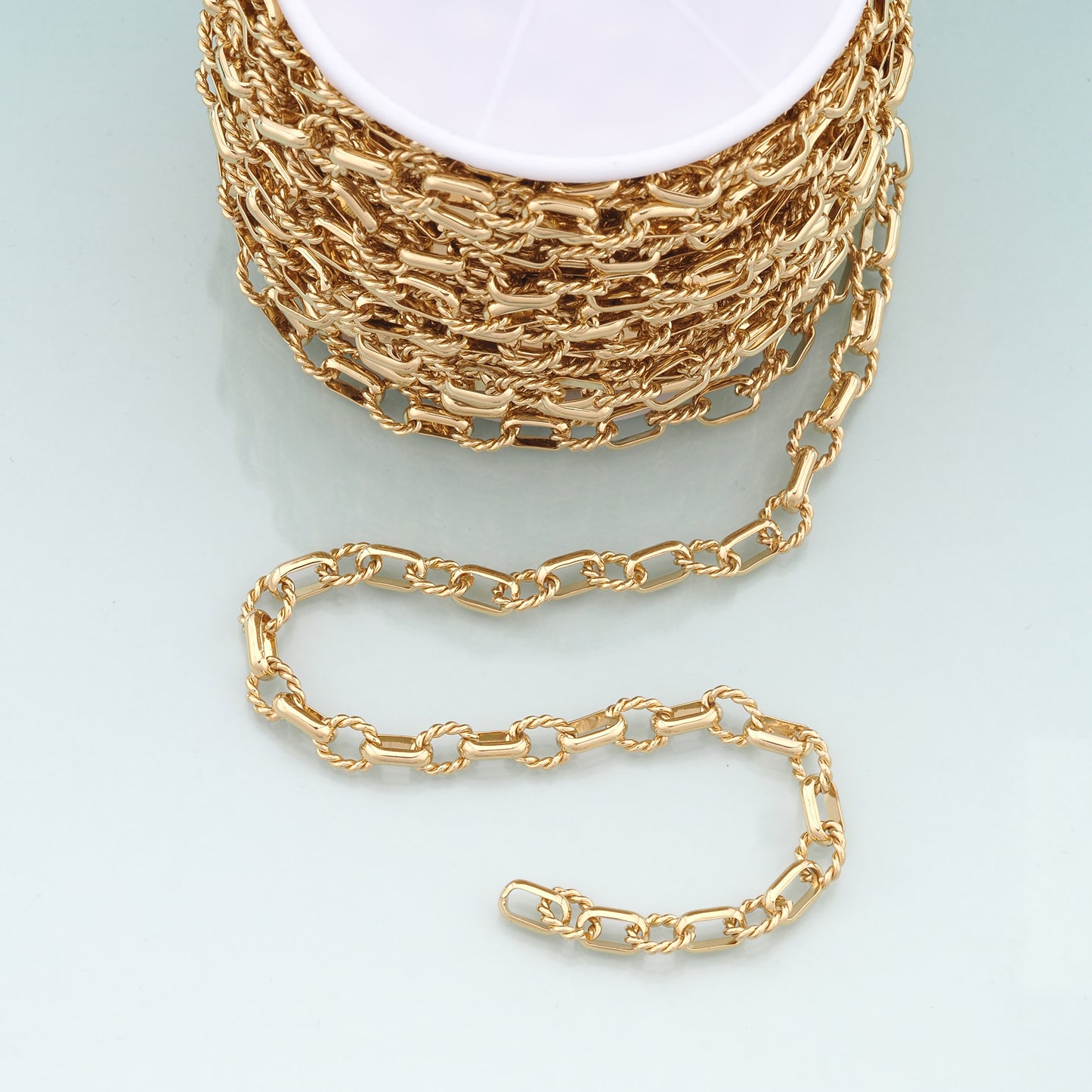 Gold Twist Chain,18K Gold Filled Oval Chain for Necklace Bracelet DIY Jewelry Making Supply