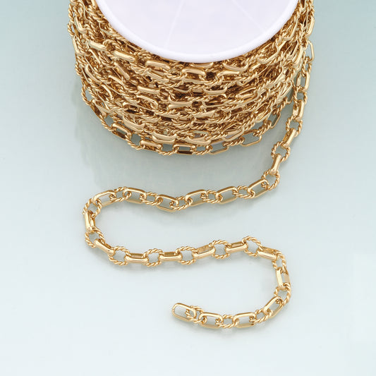 Gold Twist Chain,18K Gold Filled Oval Chain for Necklace Bracelet DIY Jewelry Making Supply