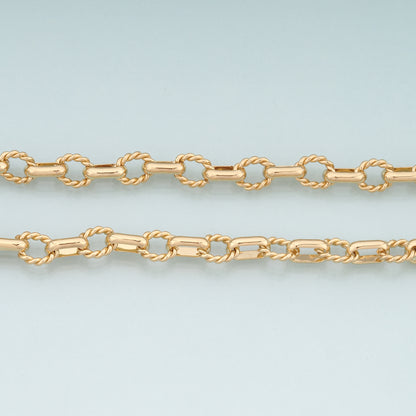 Gold Twist Chain,18K Gold Filled Oval Chain for Necklace Bracelet DIY Jewelry Making Supply