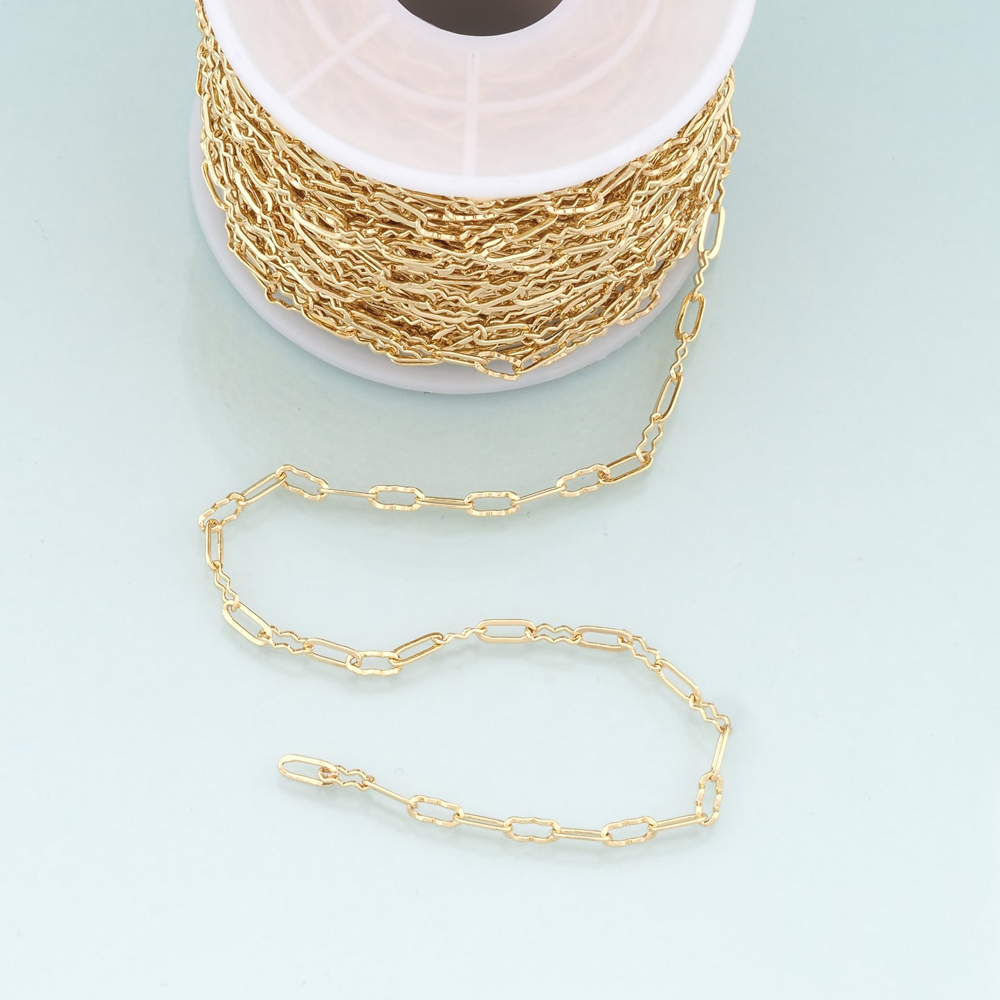 Gold Wave Chain,18K Gold Filled Oval Chain for Necklace Bracelet DIY Jewelry Making Supply