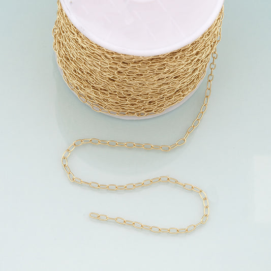 Gold Oval Chain,18K Gold Filled Oval Chain for Necklace Bracelet DIY Jewelry Making Supply