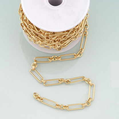 Gold Paper Clip Chain,18K Gold Filled Oval Chain for Necklace Bracelet DIY Jewelry Making Supply