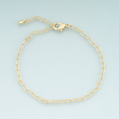 Gold Adjustable Chain,18K Gold Filled Oval Bracelet,Semi Finished Bracelets,Bracelets for Jewelry Making