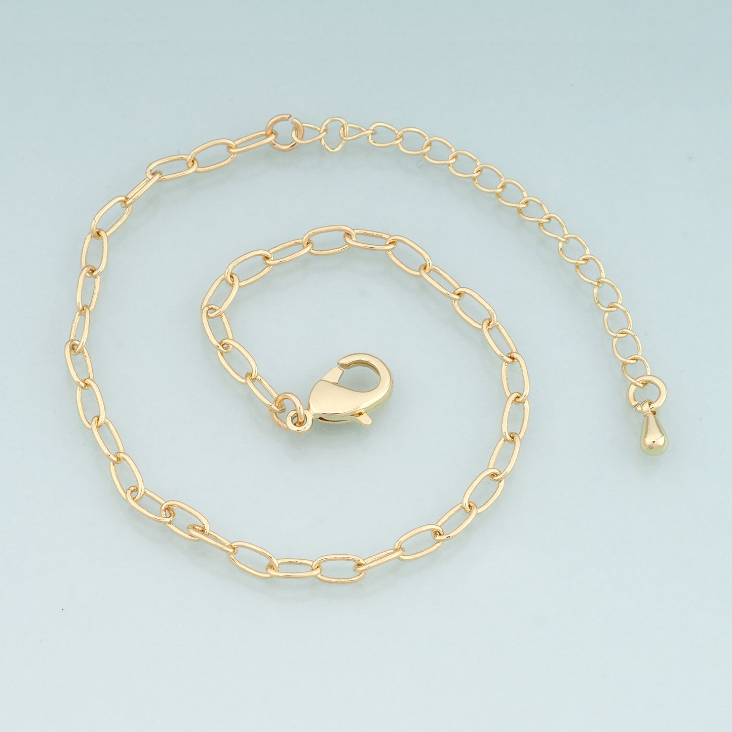 Gold Adjustable Chain,18K Gold Filled Oval Bracelet,Semi Finished Bracelets,Bracelets for Jewelry Making