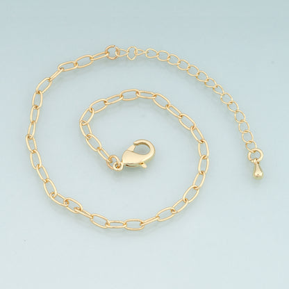 Gold Adjustable Chain,18K Gold Filled Oval Bracelet,Semi Finished Bracelets,Bracelets for Jewelry Making