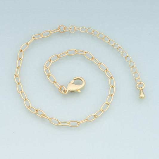Gold Adjustable Chain,18K Gold Filled Oval Bracelet,Semi Finished Bracelets,Bracelets for Jewelry Making