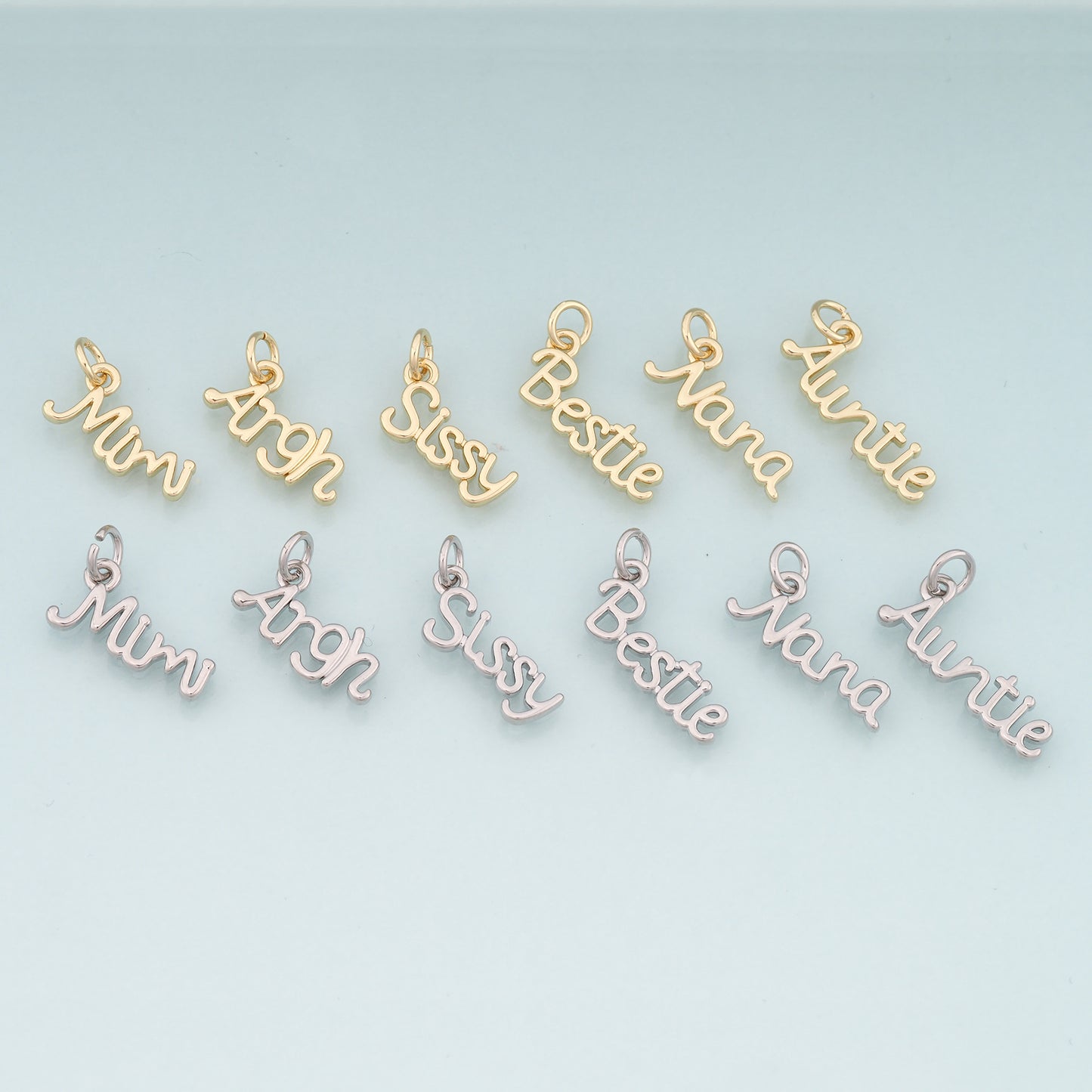 18K Gold Filled Name Pendant,Dainty Name Charm Bracelet Necklace for DIY Jewelry Making Supply
