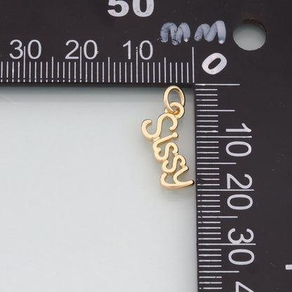 18K Gold Filled Name Pendant,Dainty Name Charm Bracelet Necklace for DIY Jewelry Making Supply