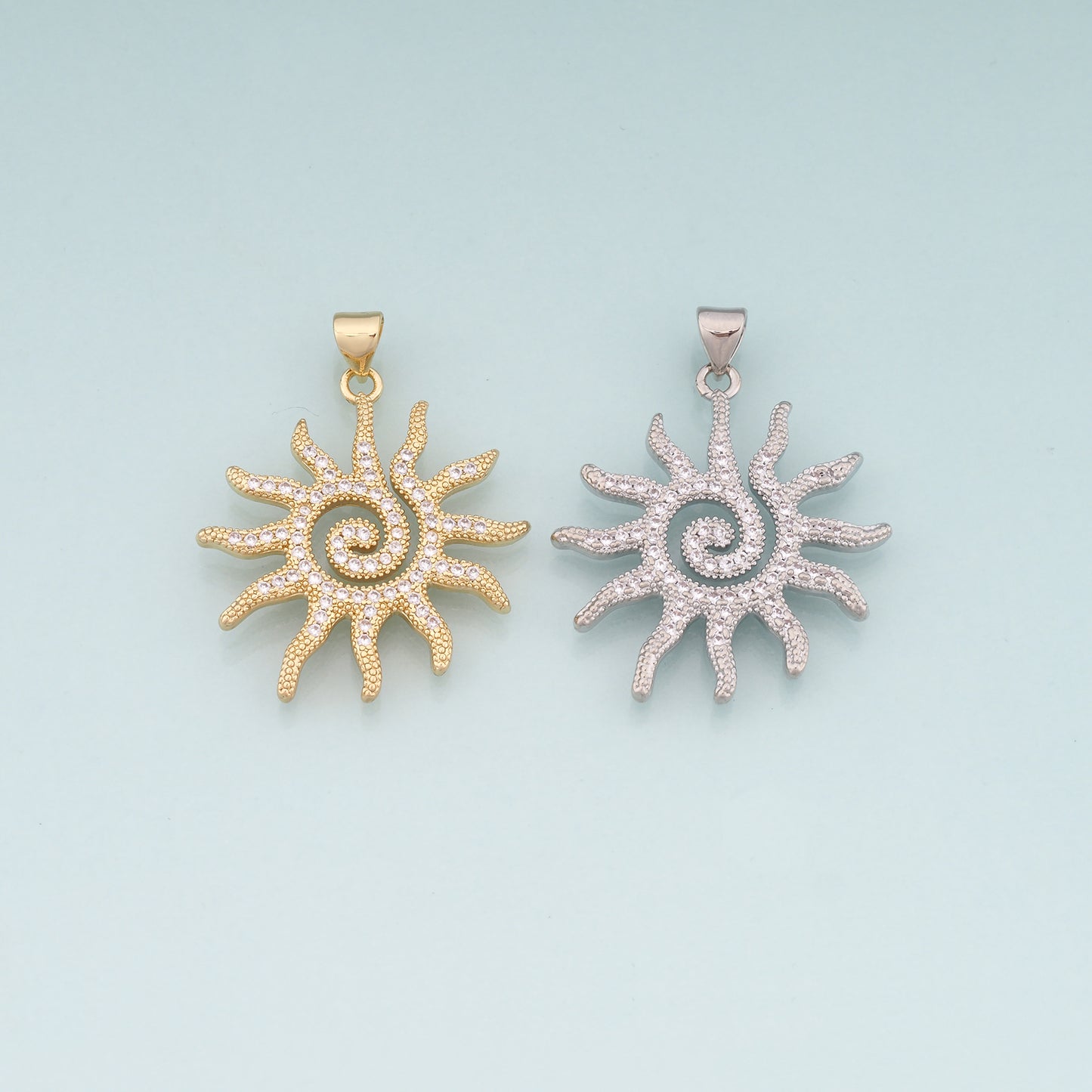Gold Sun Charms,18K Gold Filled Sun Pendant,Celestial Charm Bracelet Necklace for DIY Jewelry Making Supply