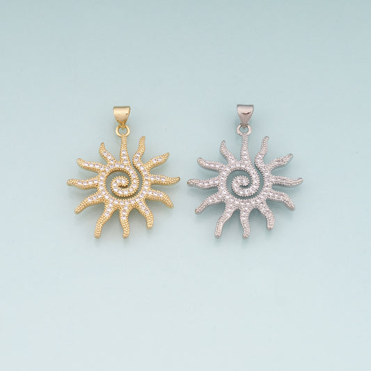 Gold Sun Charms,18K Gold Filled Sun Pendant,Celestial Charm Bracelet Necklace for DIY Jewelry Making Supply