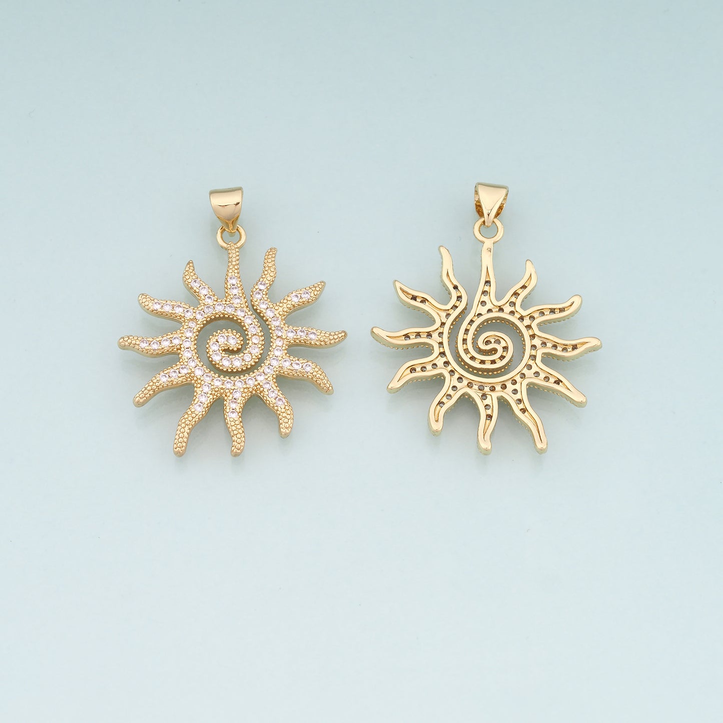 Gold Sun Charms,18K Gold Filled Sun Pendant,Celestial Charm Bracelet Necklace for DIY Jewelry Making Supply
